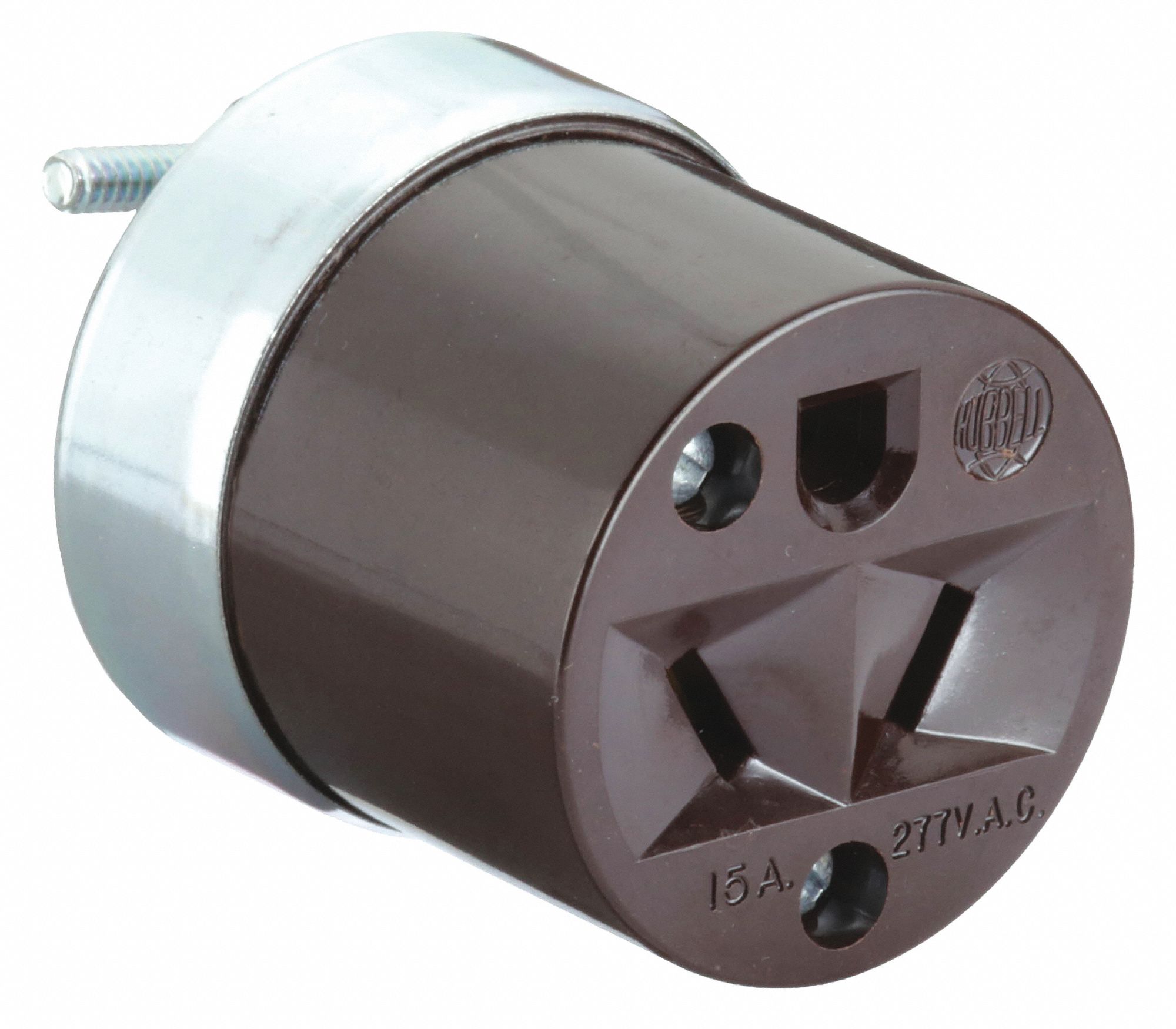 Straight Blade Connector: 7-15R, 15 A, 277V AC, 2 Poles, Brown, Chemical & Corrosion Resistant