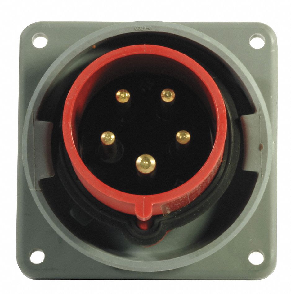 Watertight Pin and Sleeve Inlet: 60/63 A, 200/346 to 240/415V AC/220/380 to 240/415V AC, Red