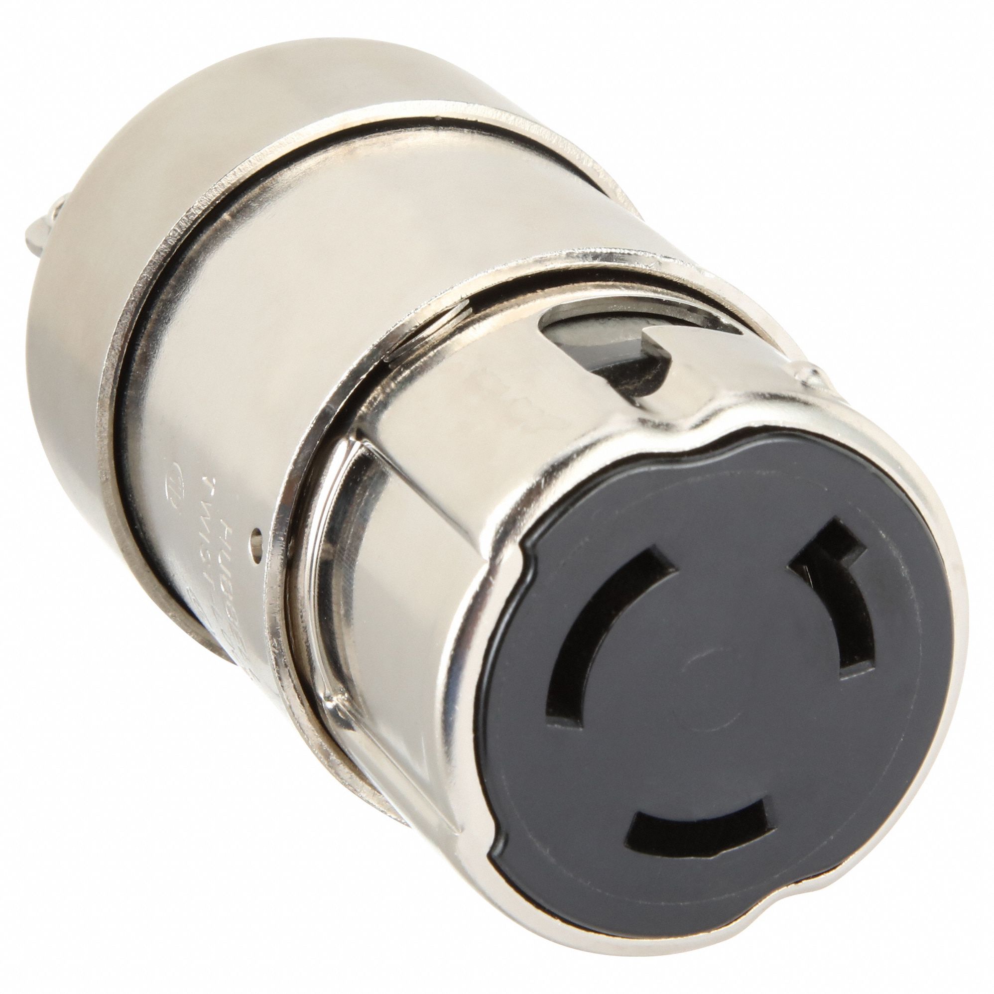 LOCKING CONNECTOR, NON-NEMA, 50 A, 125V AC, 2 POLES, SILVER, MARINE