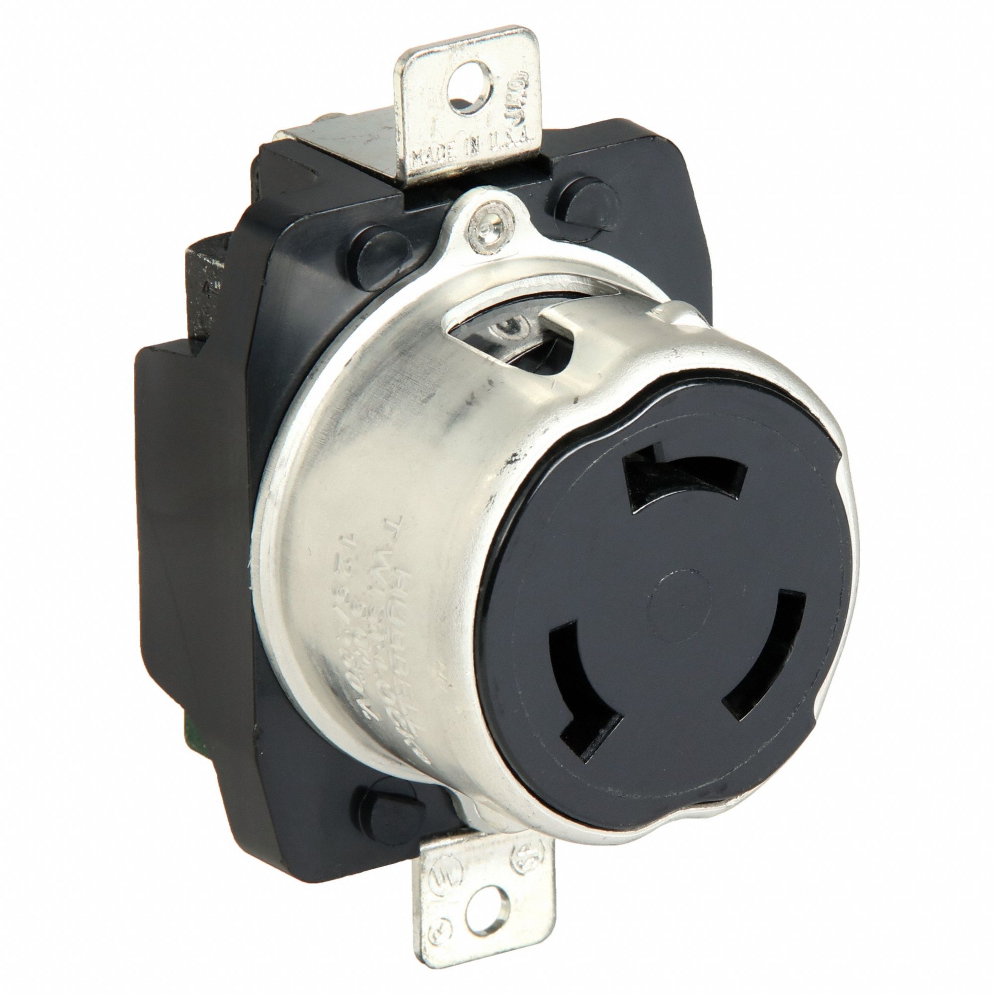 Locking Receptacle: Non-NEMA, 50 A, 125/250V AC, Non-Flanged, 3 Poles, Marine