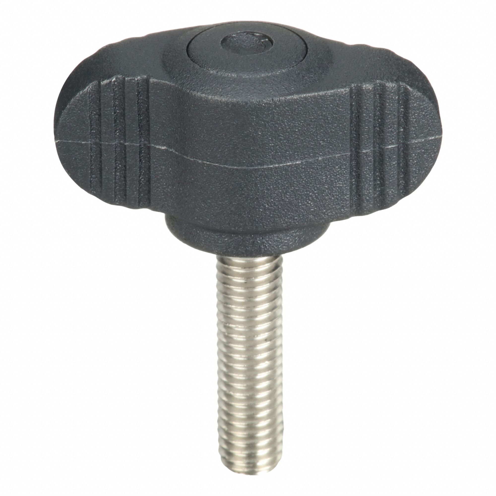 Hand Knob: Wing, Plastic w/ SS Thread, M5 Thread, 20 mm Thread Lg, 28 mm Dia