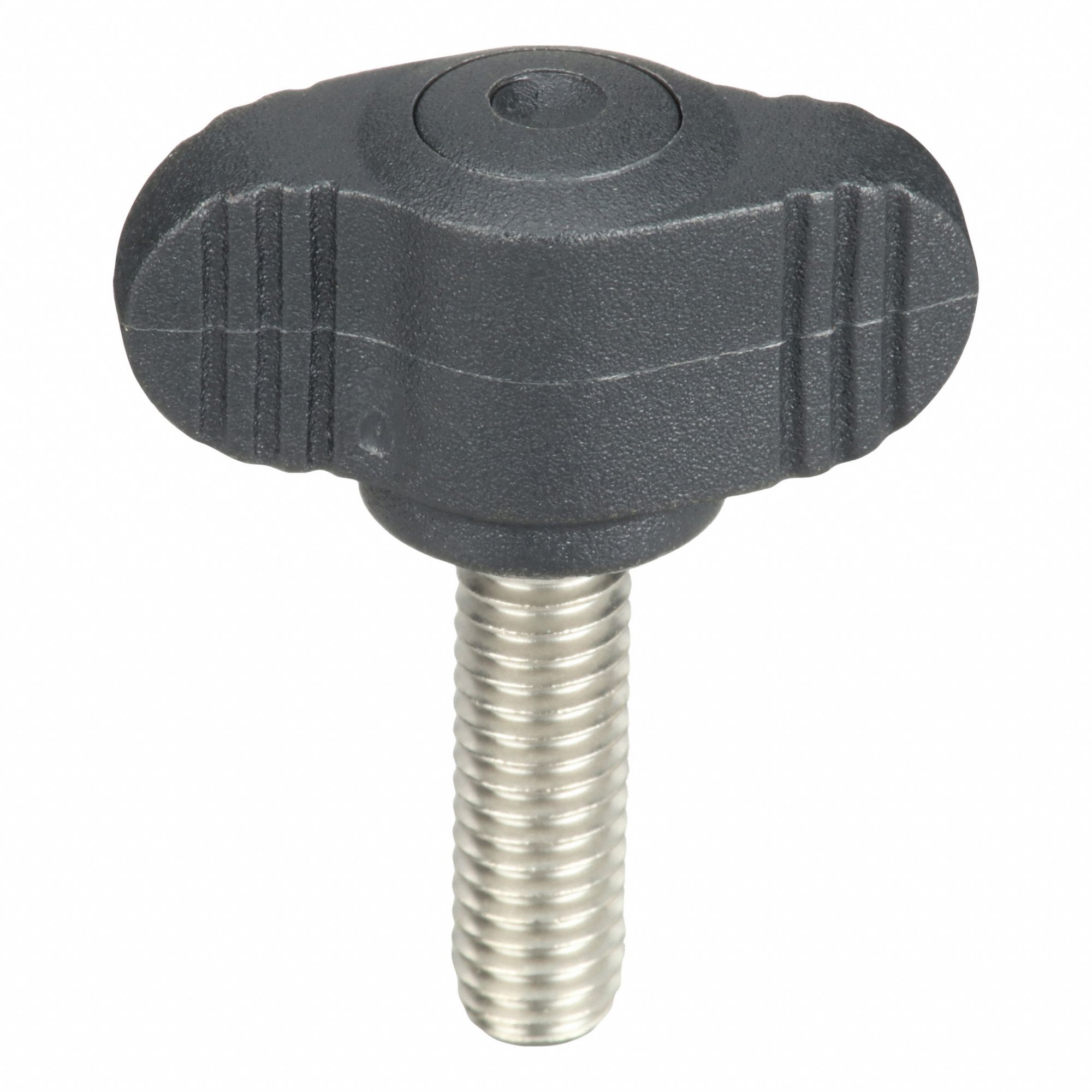 Hand Knob: Wing, Plastic w/ SS Thread, M6 Thread, 20 mm Thread Lg, 28 mm Dia