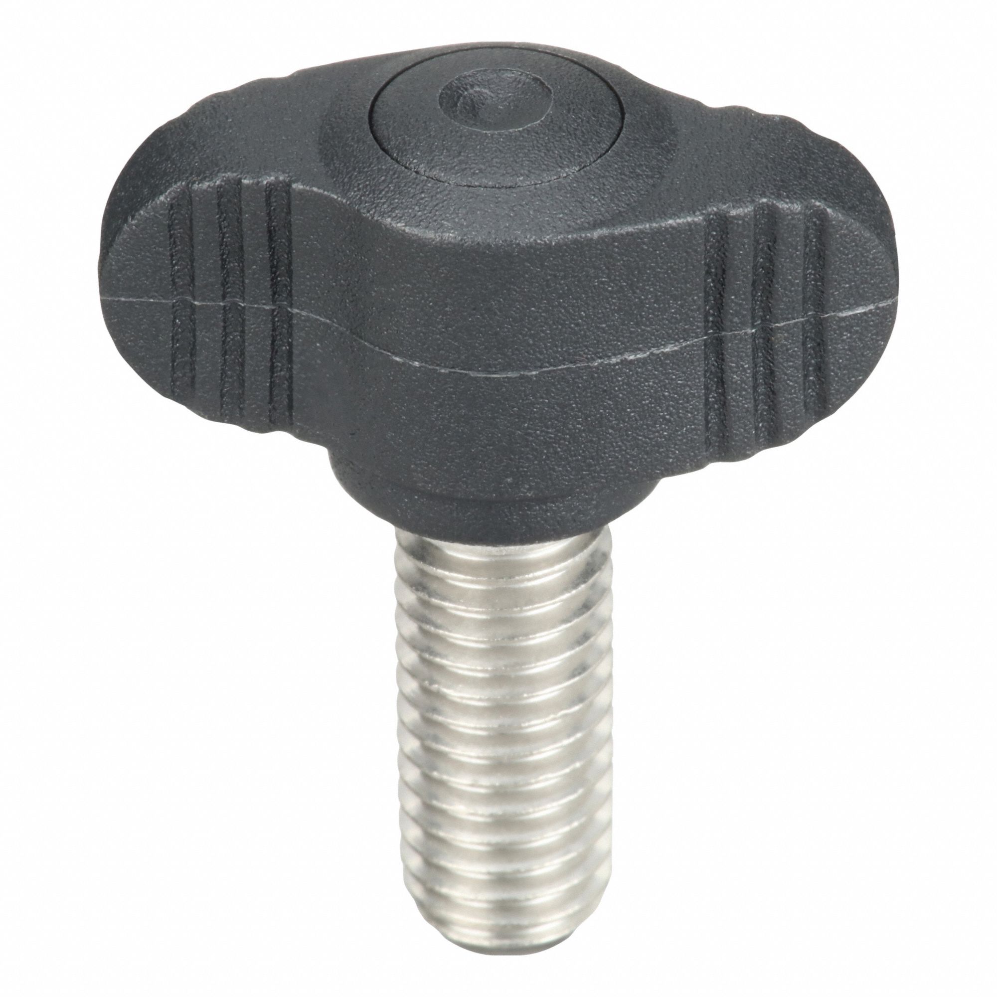 Hand Knob: Wing, Plastic w/ SS Thread, M8 Thread, 20 mm Thread Lg, 28 mm Dia