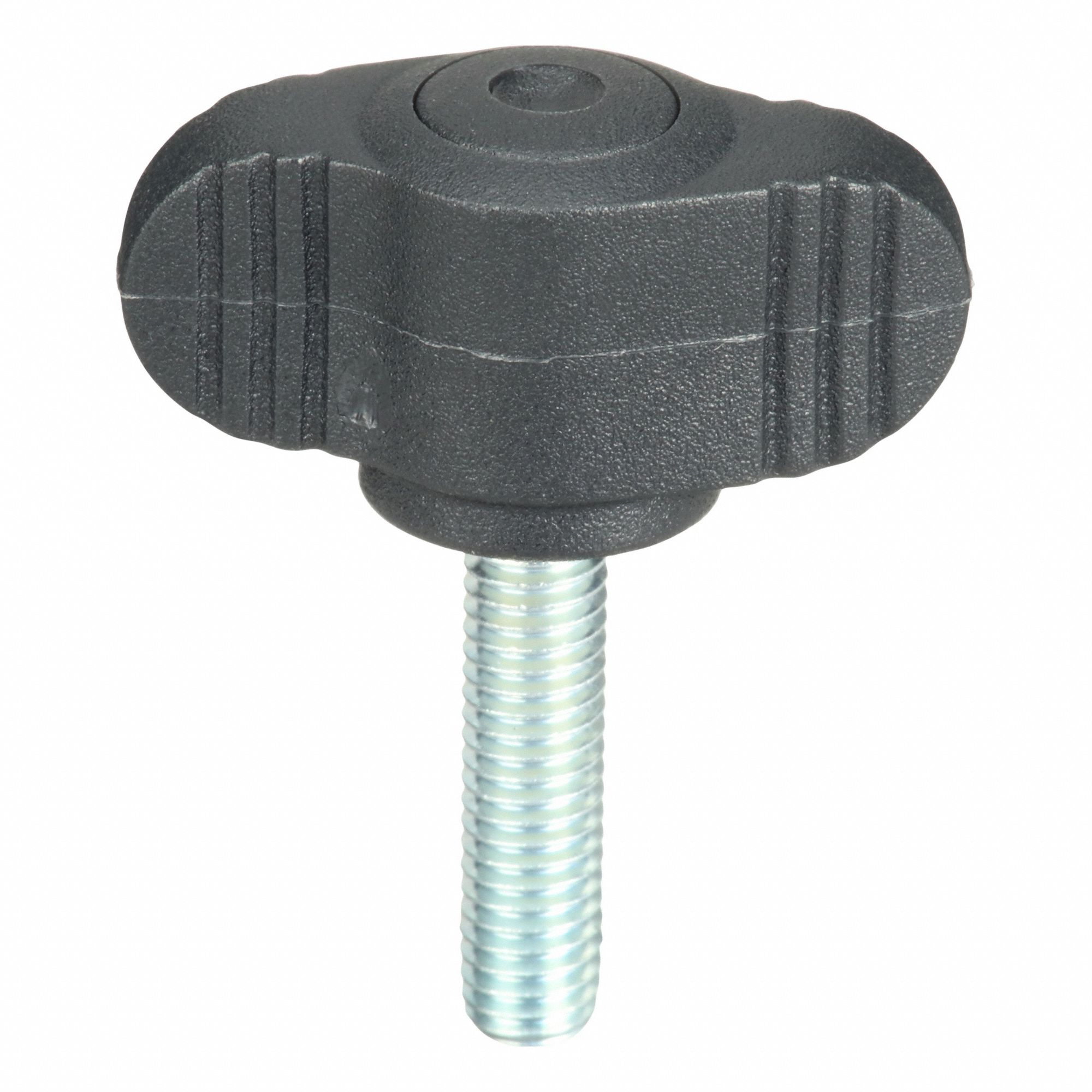 Hand Knob: Wing, Plastic w/ Steel Thread, M5 Thread, 20 mm Thread Lg, 28 mm Dia