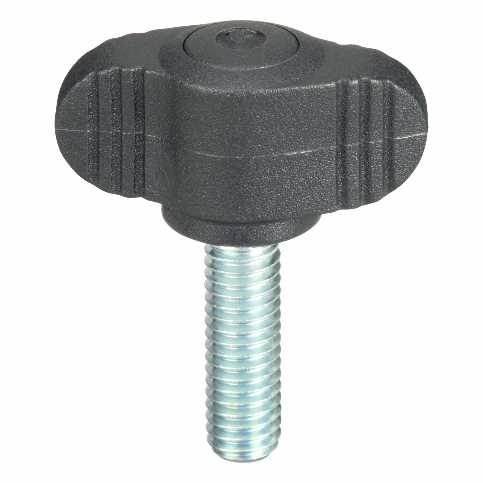 Hand Knob: Wing, Plastic w/ Steel Thread, M6 Thread, 20 mm Thread Lg, 28 mm Dia