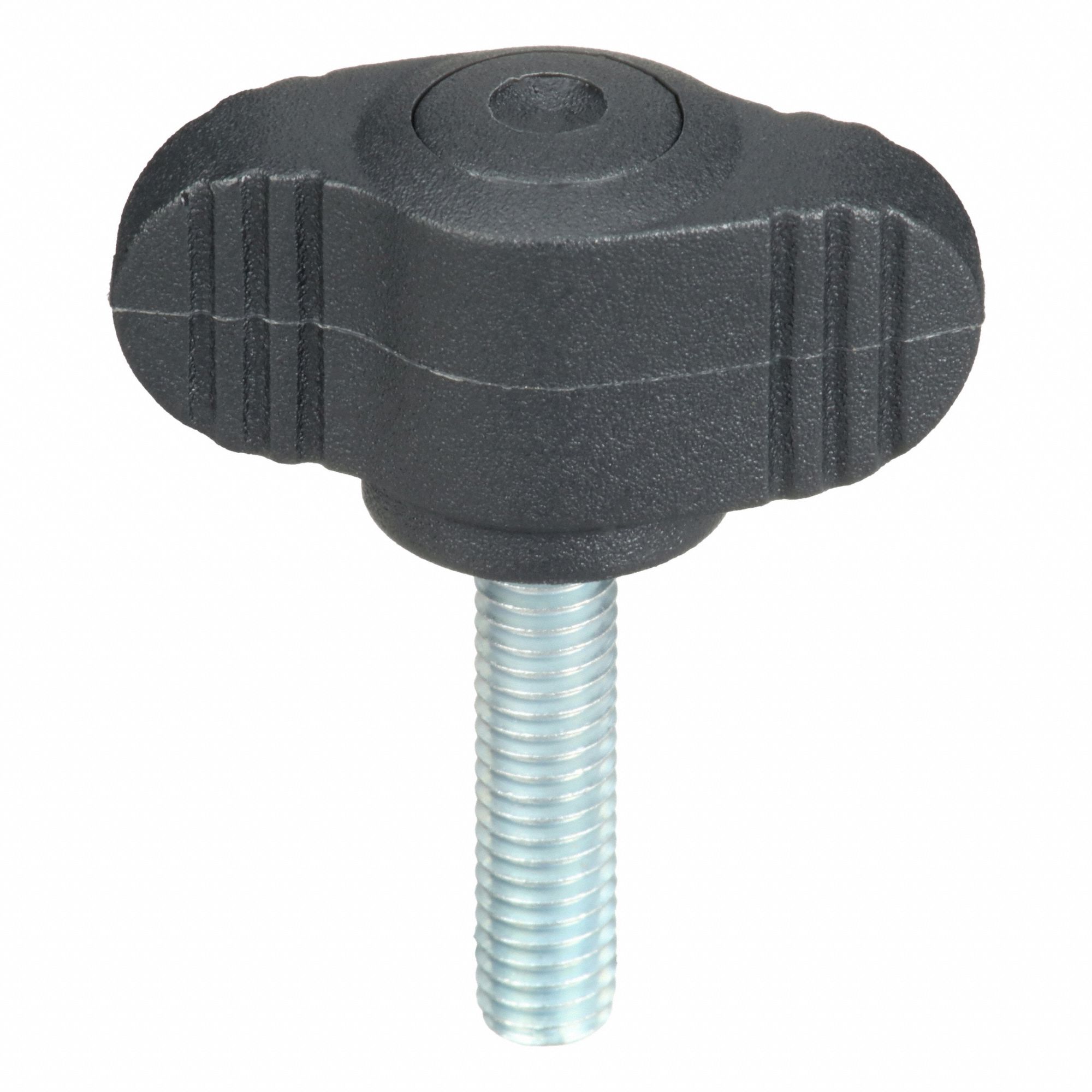 Hand Knob: Wing, Plastic w/ Steel Thread, #10-32 Thread, 20 mm Thread Lg, 28 mm Dia