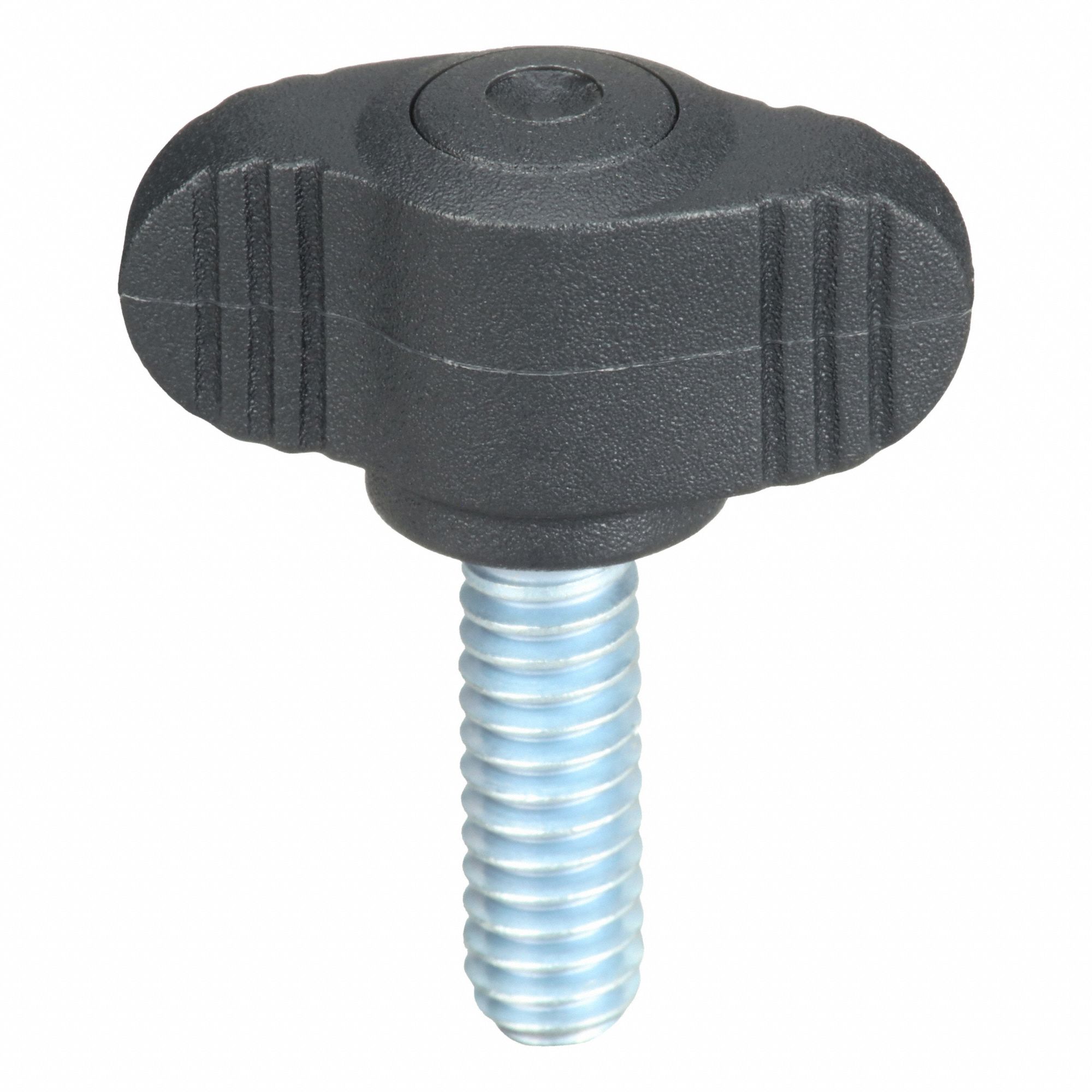 Hand Knob: Wing, Plastic w/ Steel Thread, 1/4"-20 Thread, 20 mm Thread Lg, 28 mm Dia