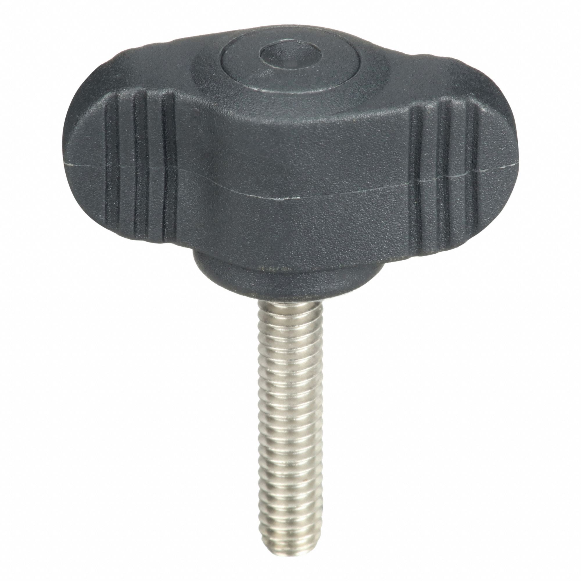 Hand Knob: Wing, Plastic w/ SS Thread, #8-32 Thread, 20 mm Thread Lg, 28 mm Dia