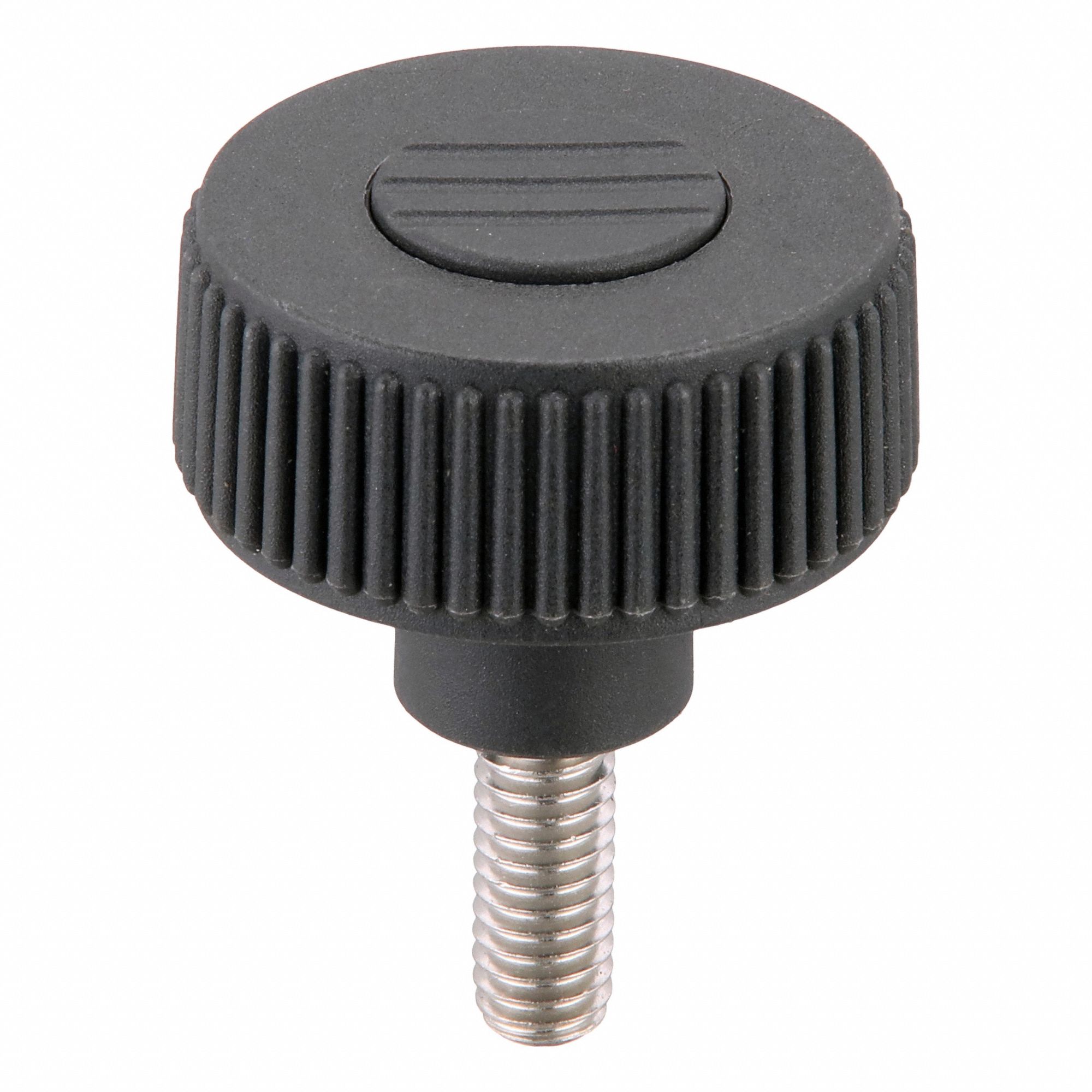 Hand Knob: Knurled, Plastic w/ SS Thread, 5/16"-18 Thread, 20 mm Thread Lg, 40 mm Dia, Gray