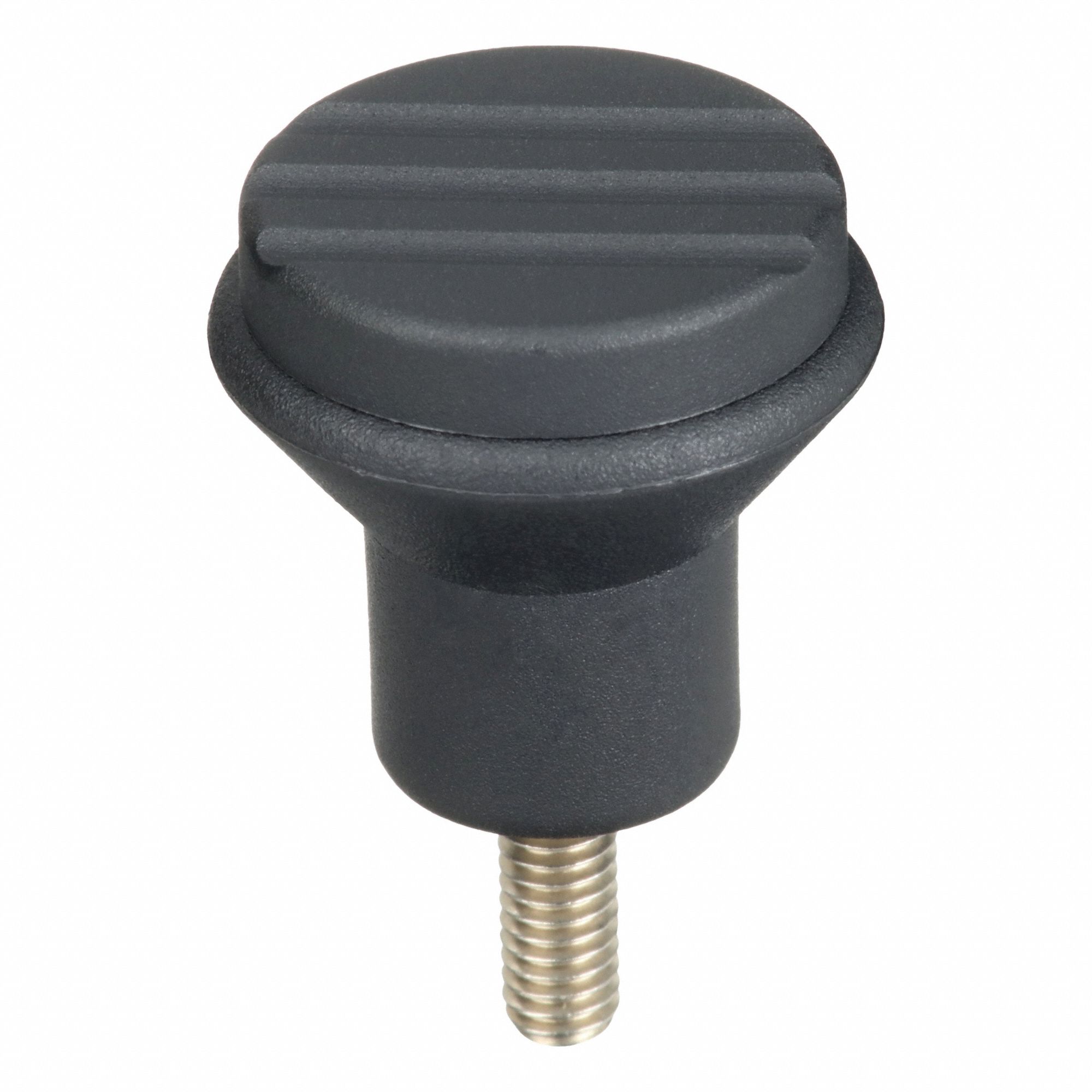 Hand Knob: Pull, Plastic w/ SS Thread, M4 Thread, 10 mm Thread Lg, 21 mm Dia