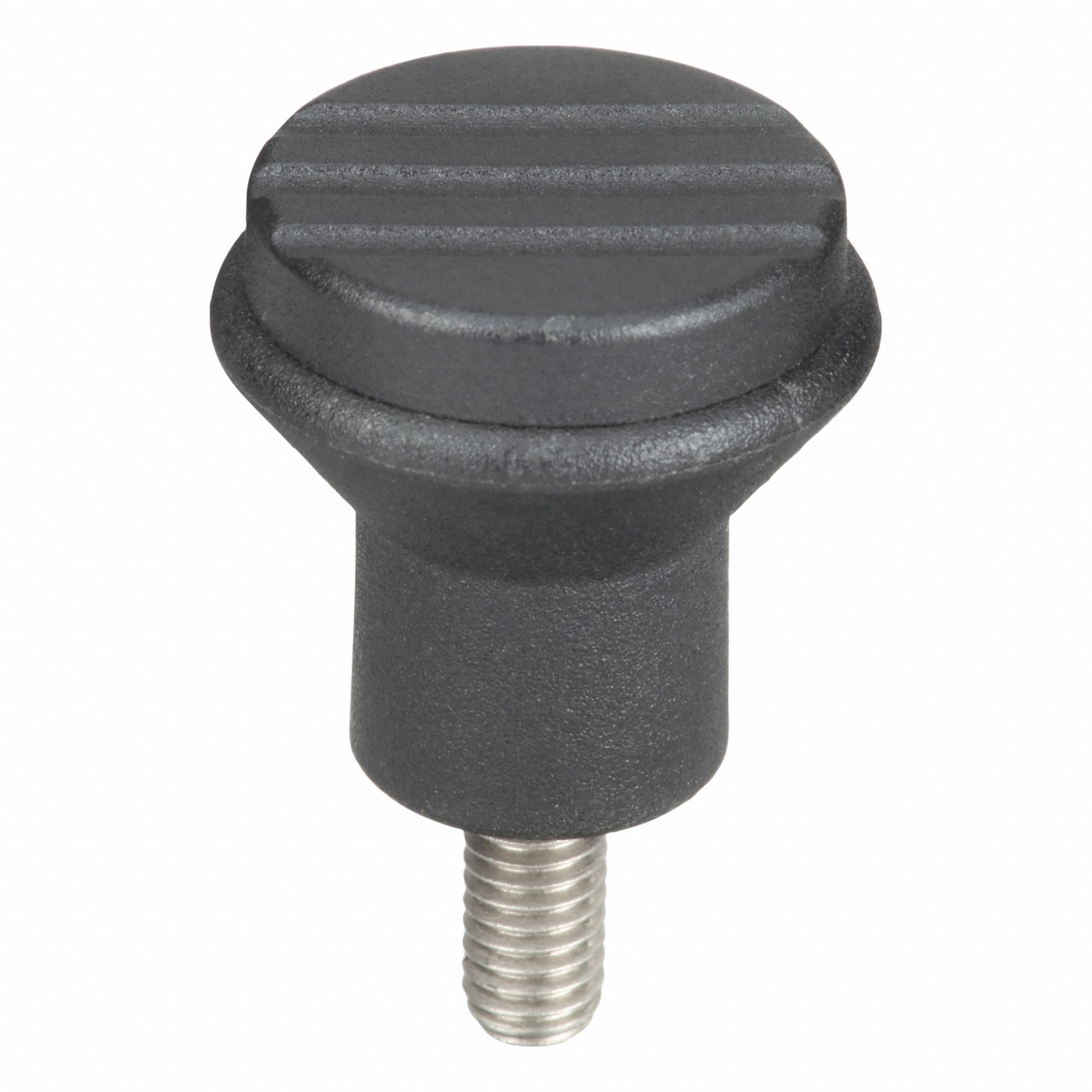 Hand Knob: Pull, Plastic w/ SS Thread, #10-32 Thread, 10 mm Thread Lg, 21 mm Dia