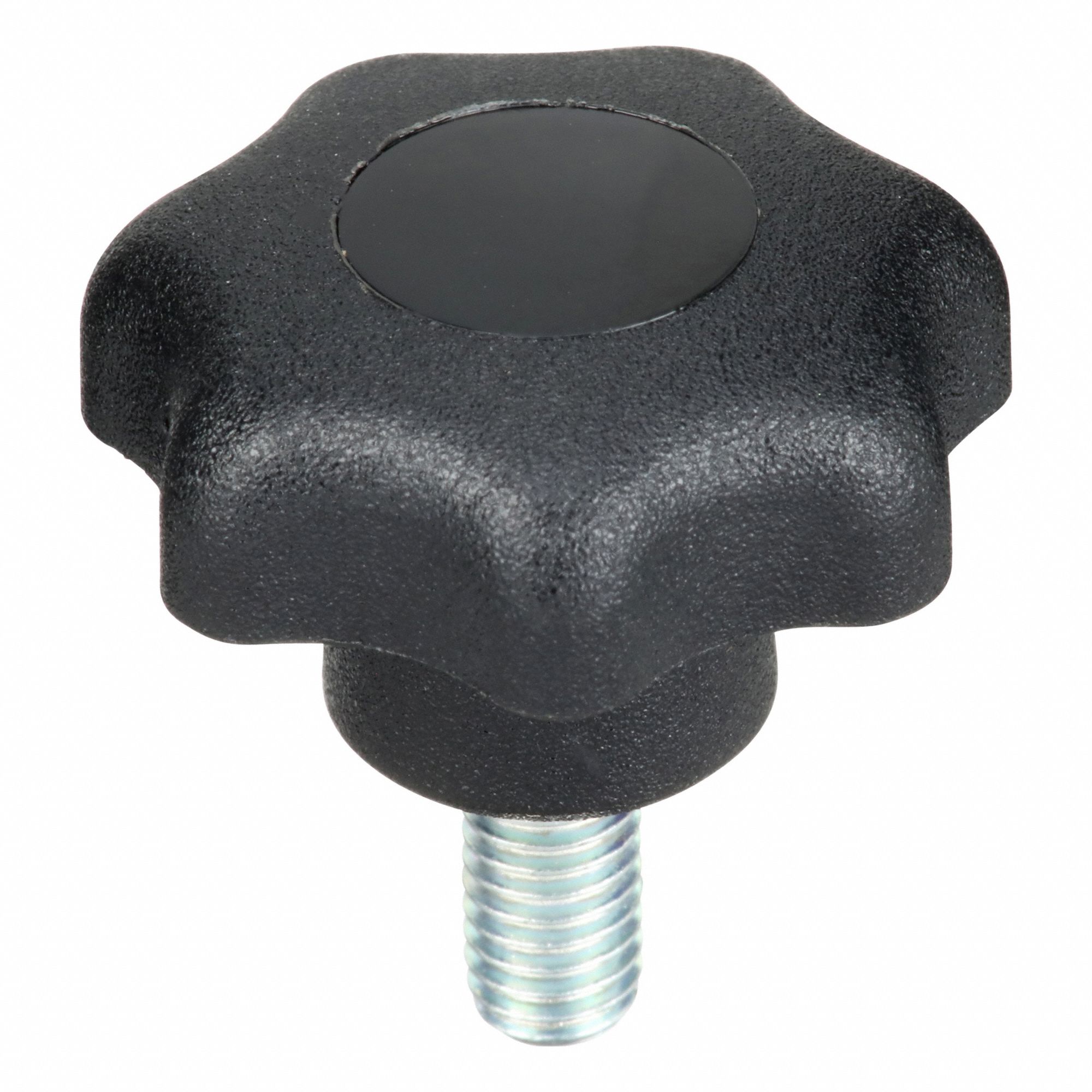 Hand Knob: 7 Point, Plastic w/ Steel Thread, M5 Thread, 10 mm Thread Lg, 25 mm Dia
