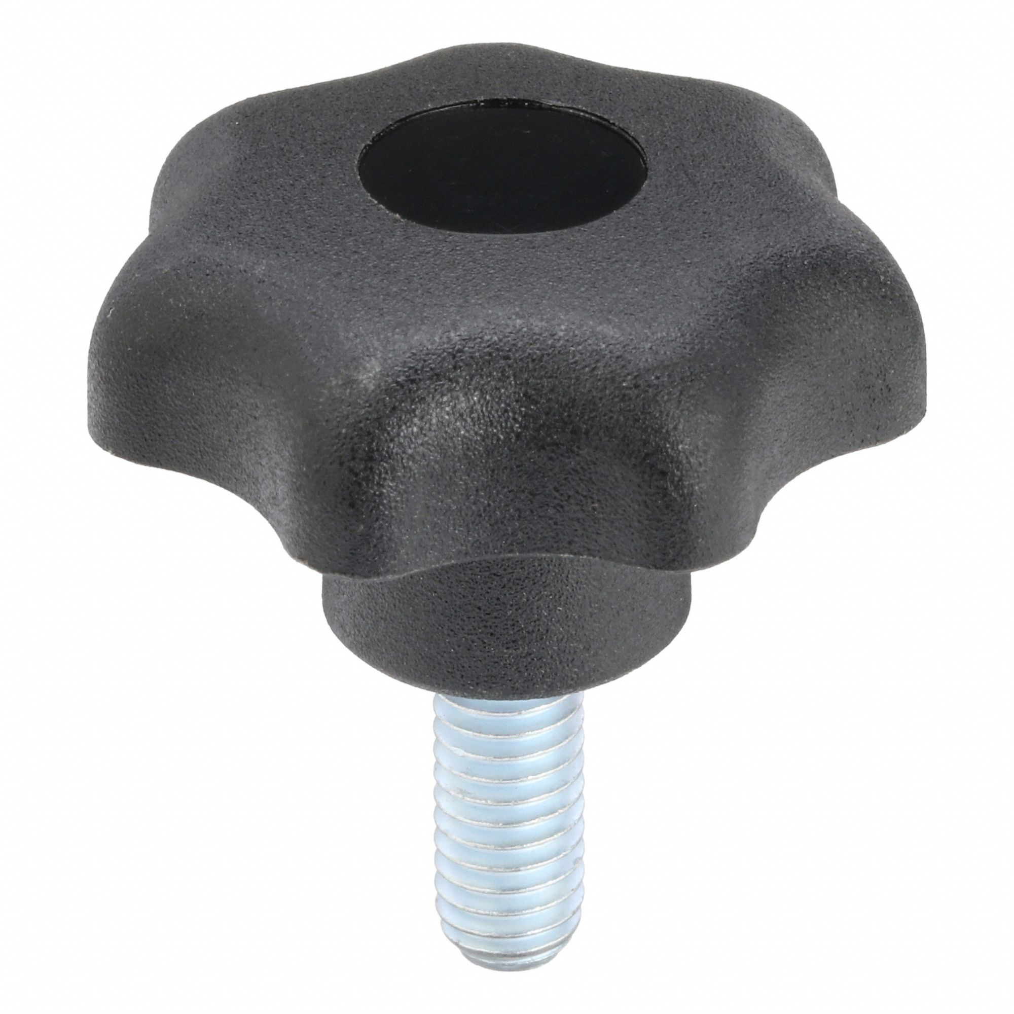 Hand Knob: 7 Point, Plastic w/ Steel Thread, M6 Thread, 15 mm Thread Lg, 32 mm Dia