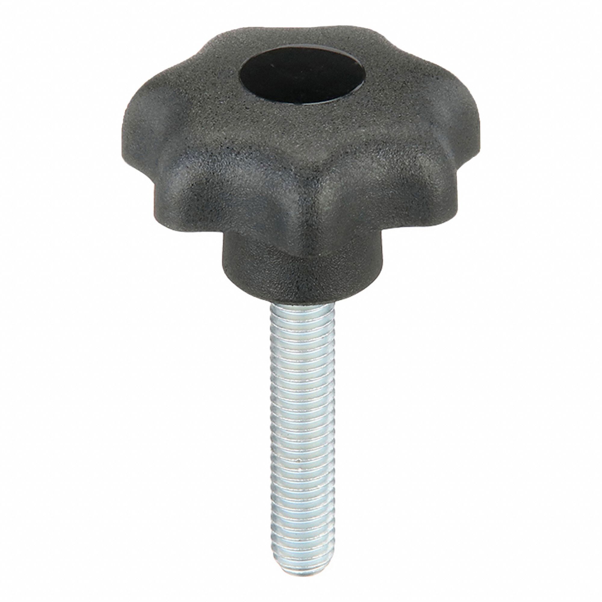 Hand Knob: 7 Point, Plastic w/ Steel Thread, M6 Thread, 30 mm Thread Lg, 32 mm Dia
