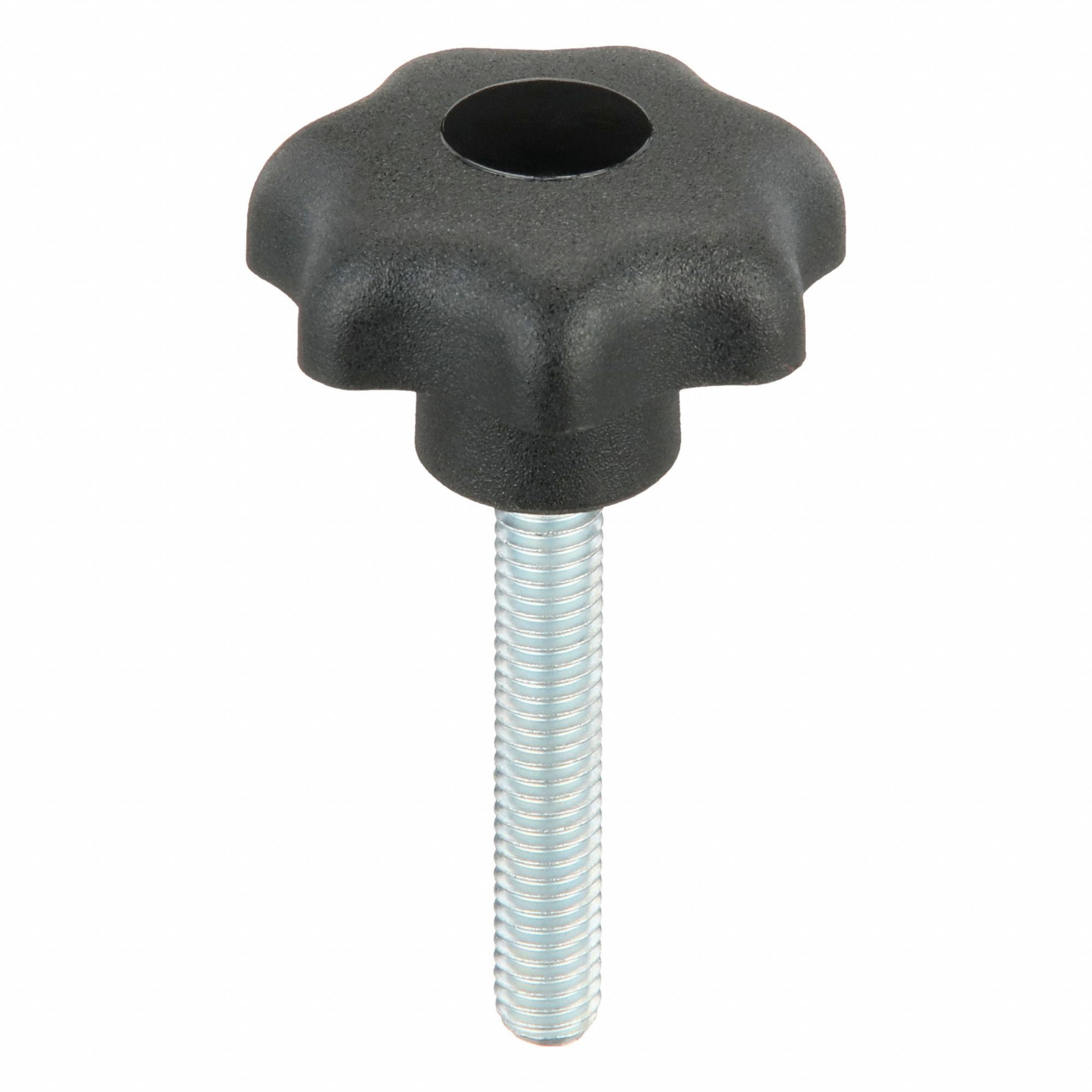 Hand Knob: 7 Point, Plastic w/ Steel Thread, M6 Thread, 35 mm Thread Lg, 32 mm Dia