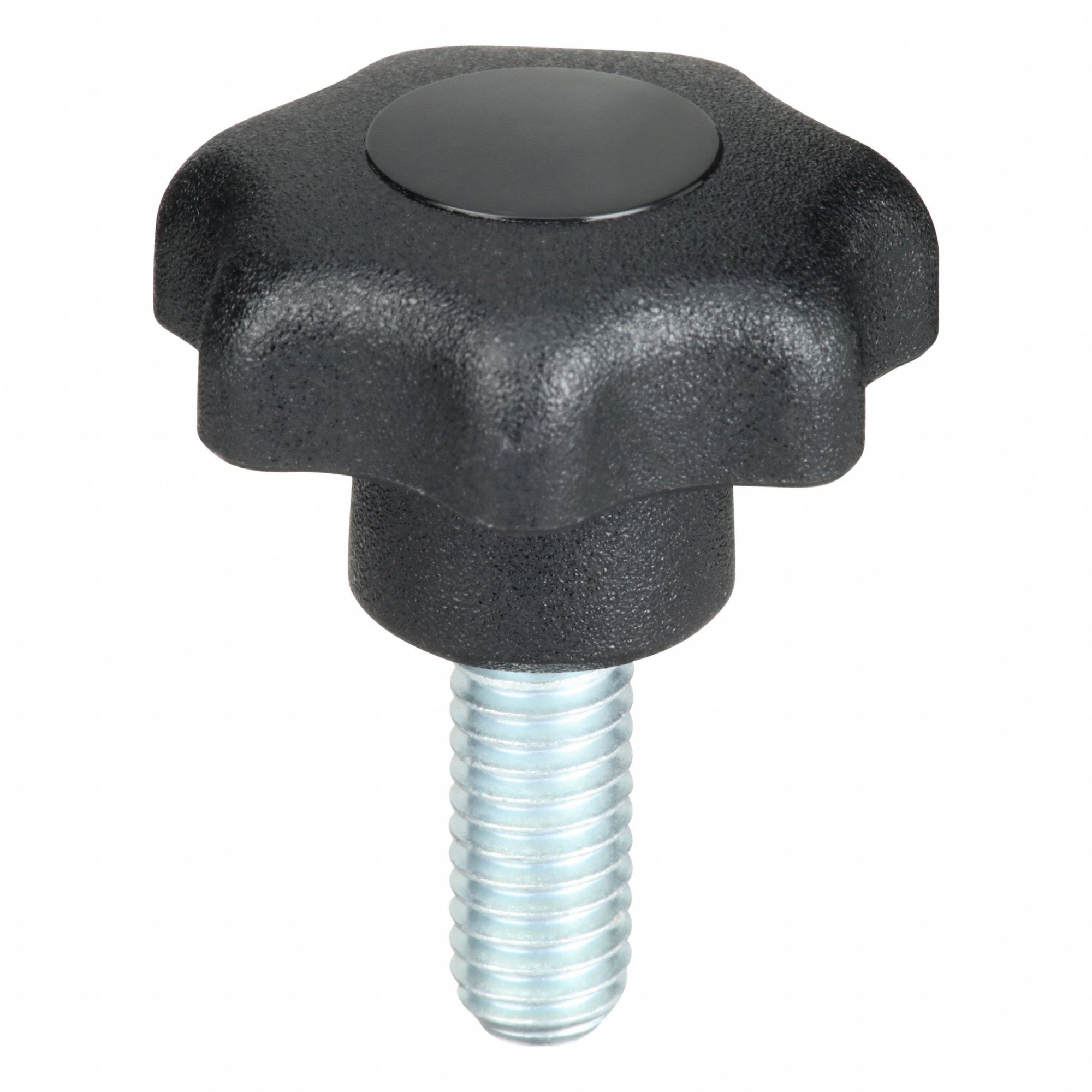 Hand Knob: 7 Point, Plastic w/ Steel Thread, M6 Thread, 15 mm Thread Lg, 25 mm Dia