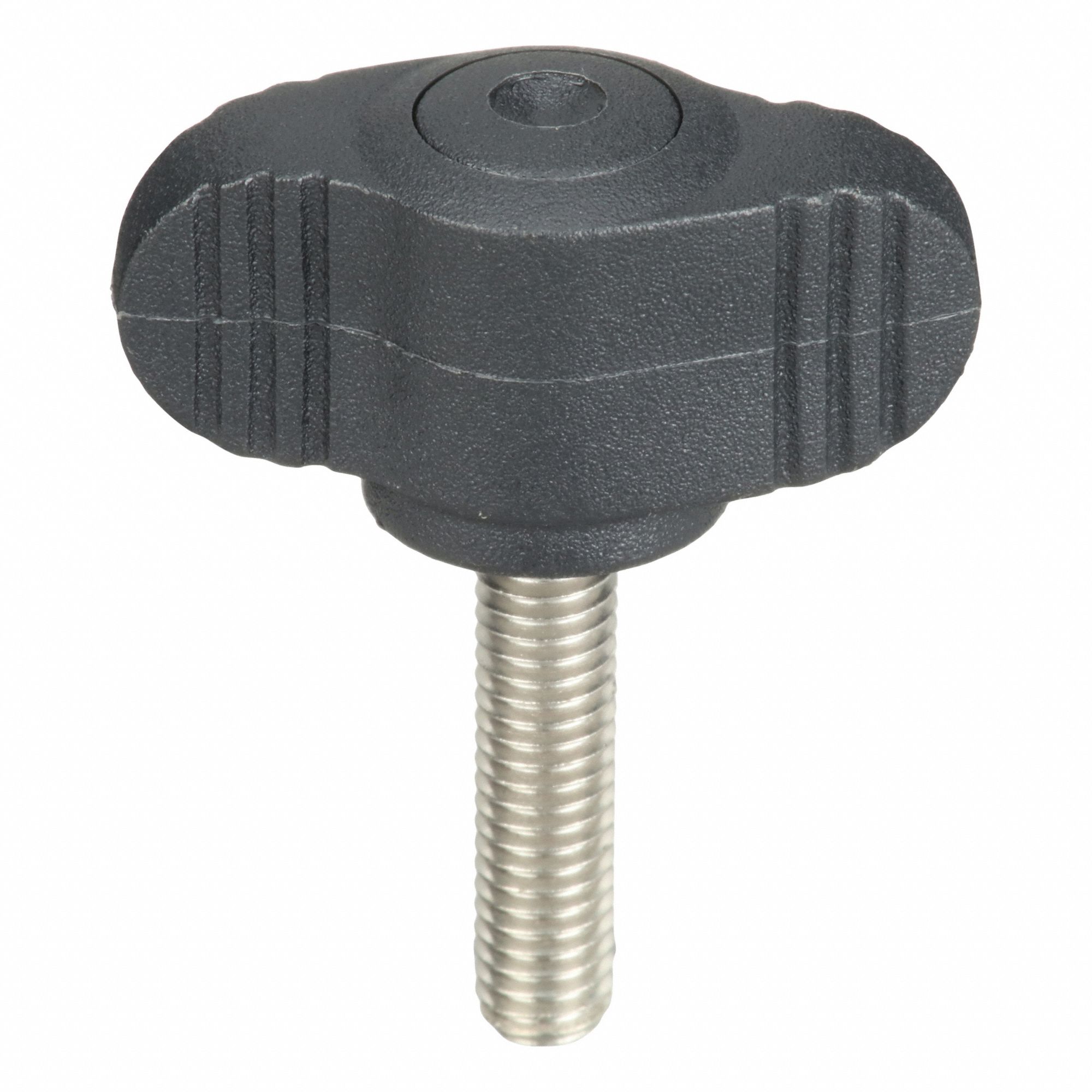 Hand Knob: Wing, Plastic w/ SS Thread, #10-32 Thread, 20 mm Thread Lg, 28 mm Dia