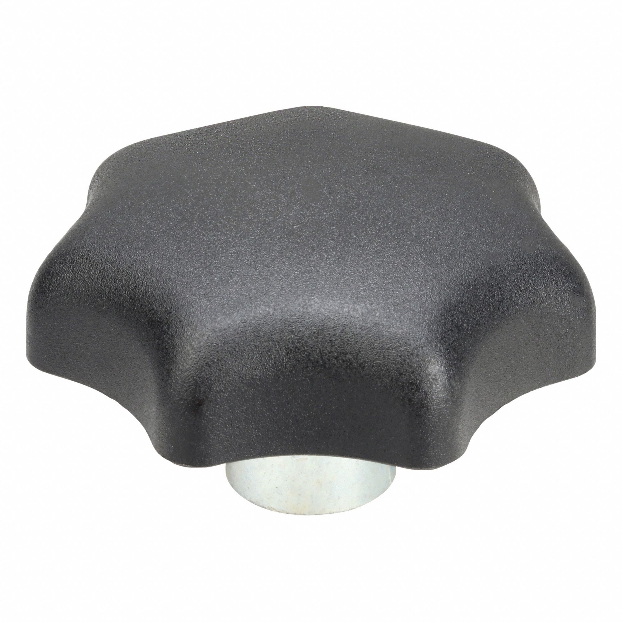 Hand Knob: 7 Point, Plastic w/ Steel Thread, 3/8"-16 Thread, 22 mm Thread Lg, 63 mm Dia
