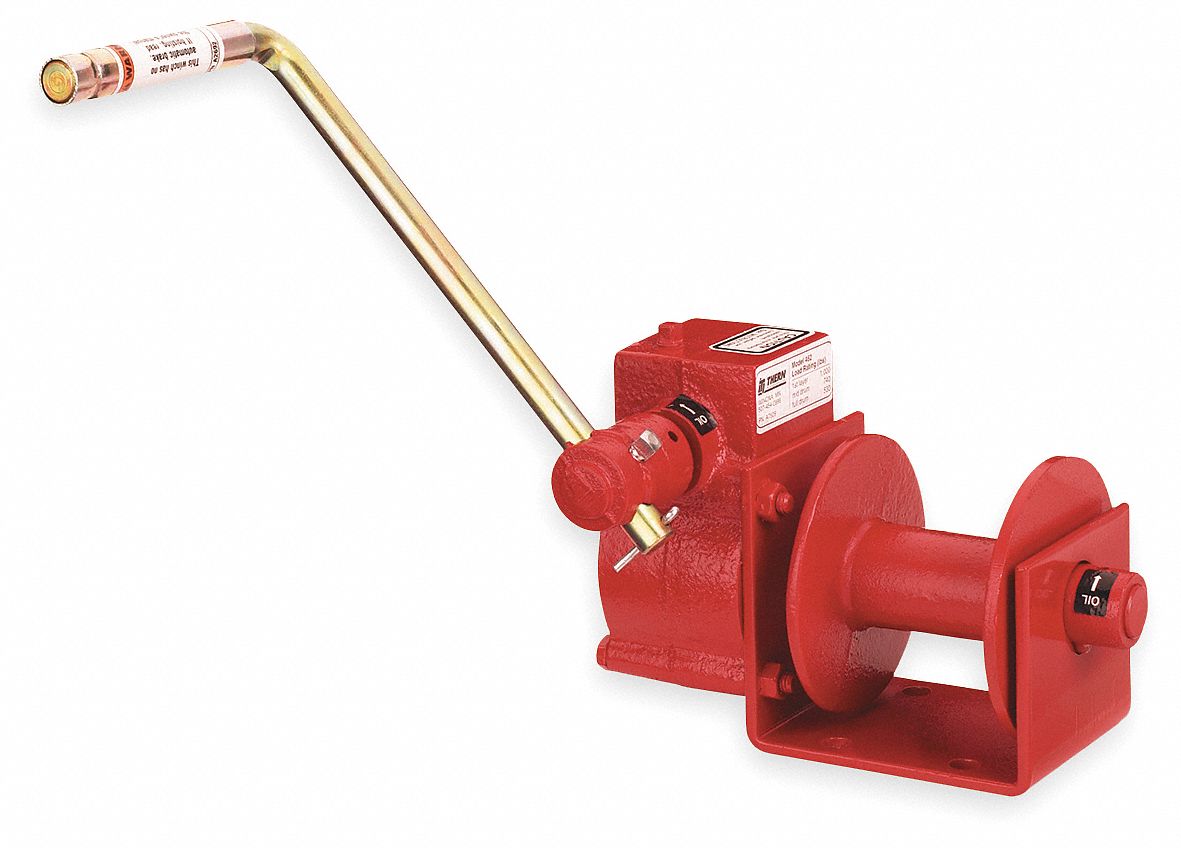 Hand Winch: Pulling, 1,000 lb First Layer Load Capacity, Worm, 15:1, Steel