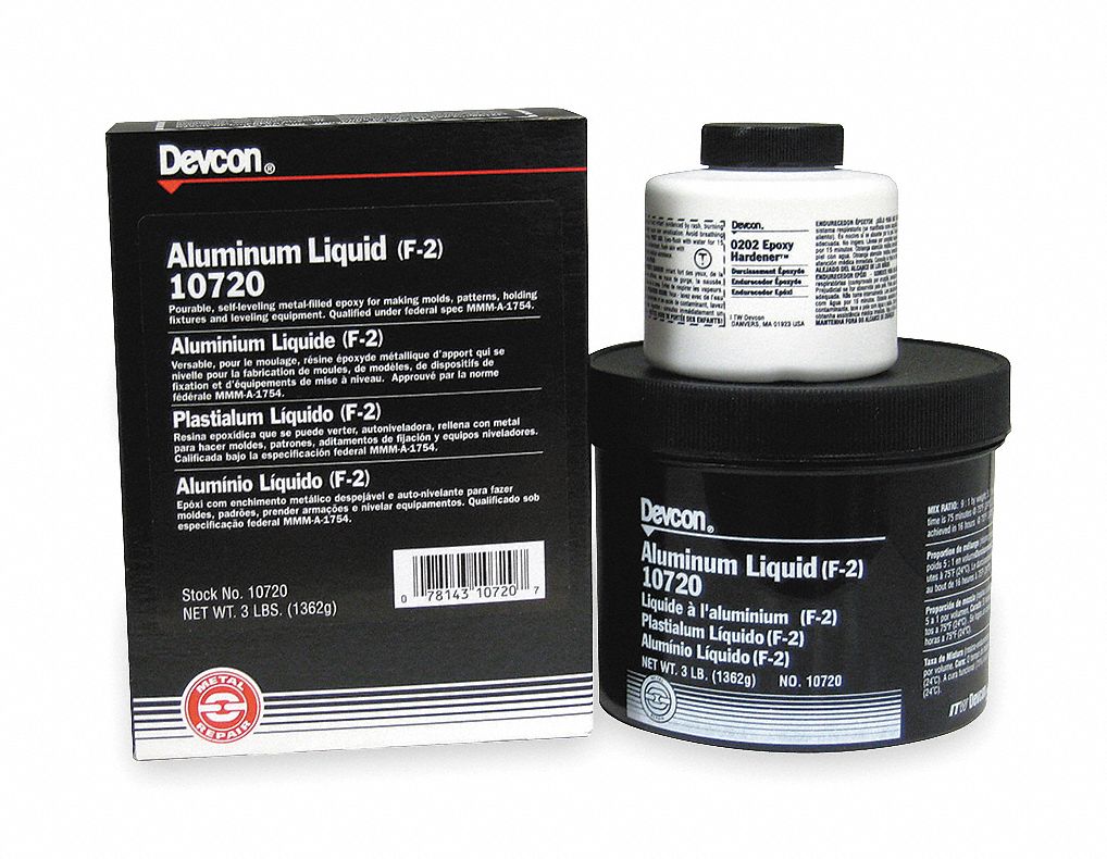 DEVCON, Aluminum Liquid (F2), Ambient Cured, Epoxy Adhesive 3DPG310720 Grainger