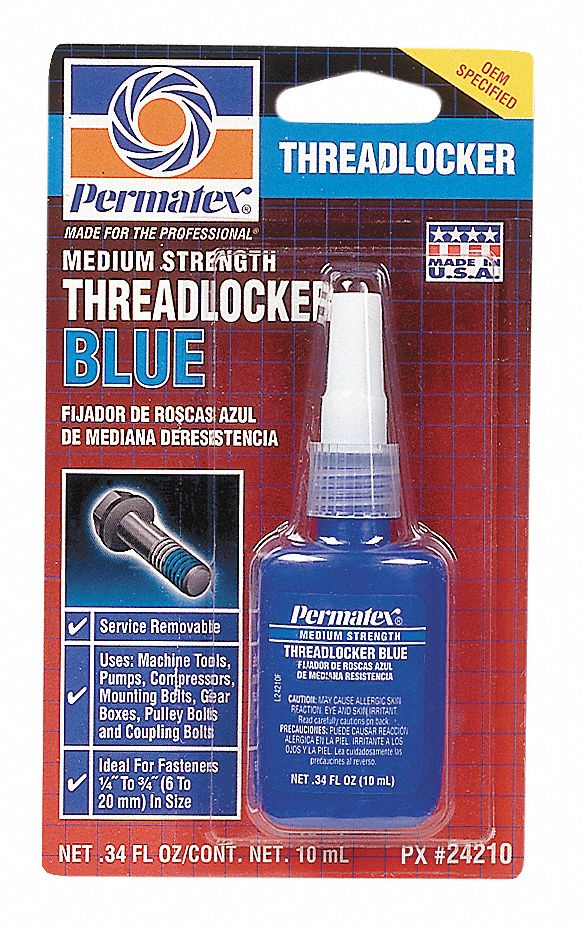THREADLOCKER, BLUE, 0.34 FL OZ BOTTLE, MEDIUM STRENGTH