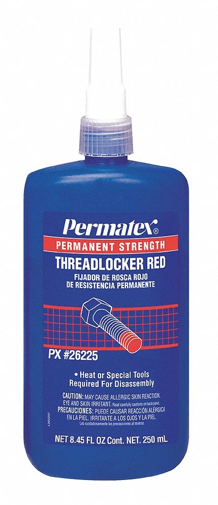 HIGH-STRENGTH THREADLOCKER, RED, PERMANENT, 250ML BOTTLE