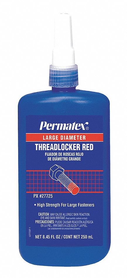 HIGH-STRENGTH THREADLOCKER, RED, PERMANENT, 250ML BOTTLE, HIGH TEMPERATURE