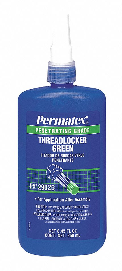 Medium-Strength Threadlocker, Green, 250mL Bottle - Grainger