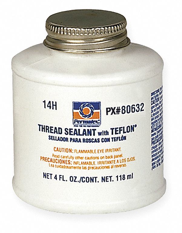 PERMATEX, Thread Sealant with PTFE, 4 fl oz, Pipe Thread Sealant