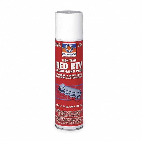 PERMATEX High Temp. RTV Silicone Sealant, 65 to 650°F Temp. Range, Full Cure 24 hr, Red, 7.25