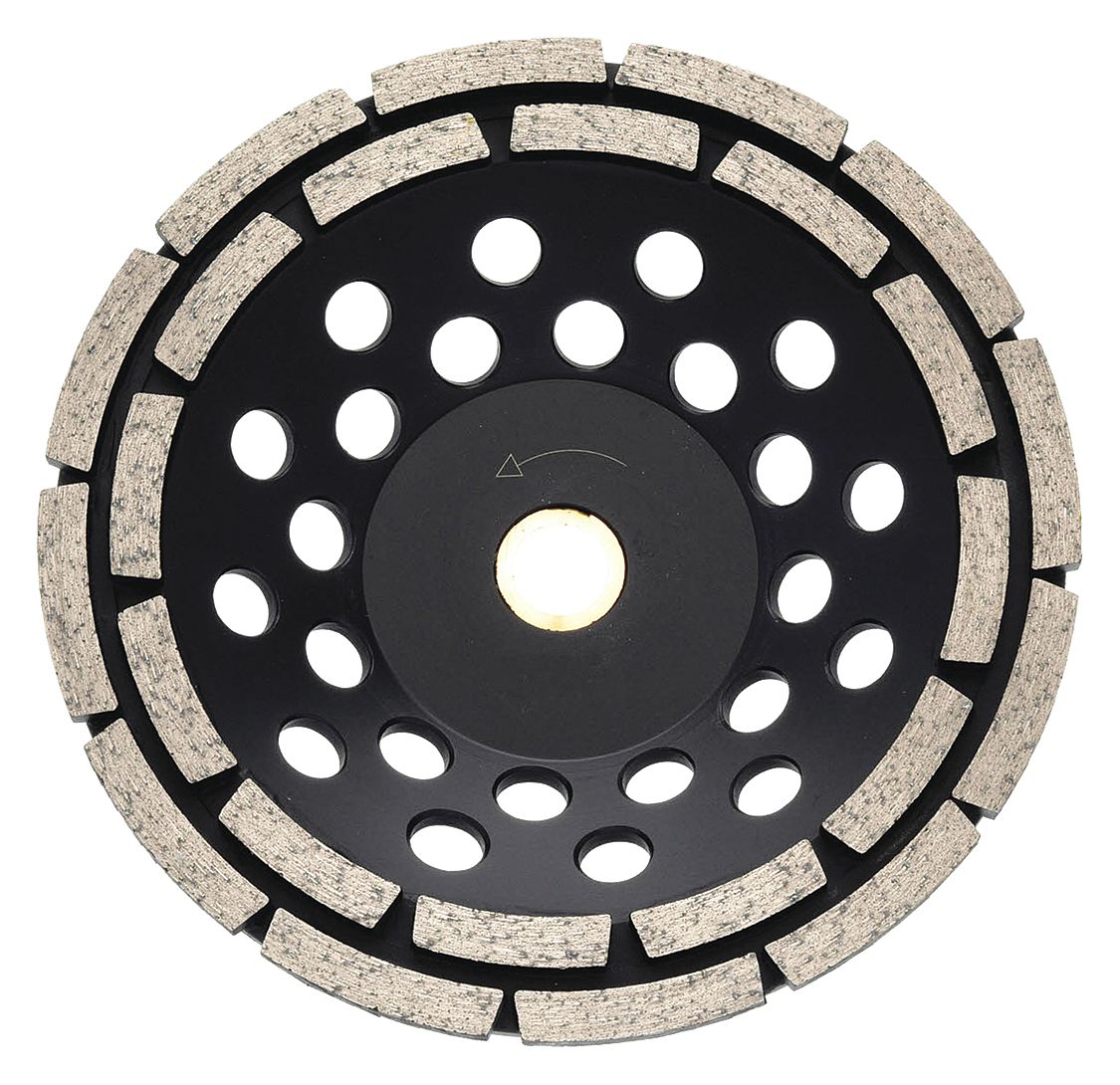 Segment Cup Grinding Wheel: Double Row, 7" Dia, 5/8-7/8" Arbor, 12 Segment, Vari-Grind G65