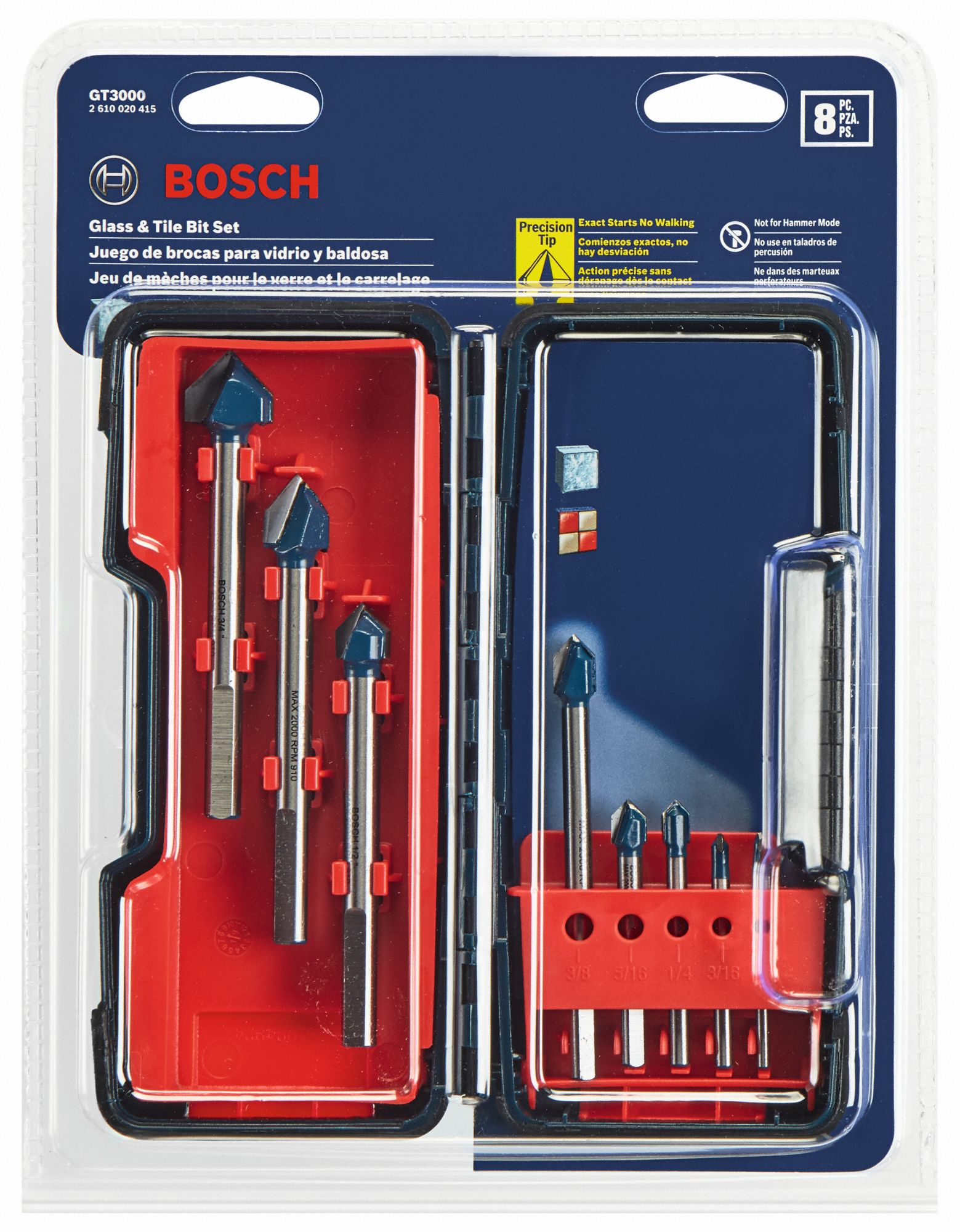BOSCH Glass, Tile and Porcelain Drill Bit Set 2 in_2 1/4 in_3 3/4 in_4