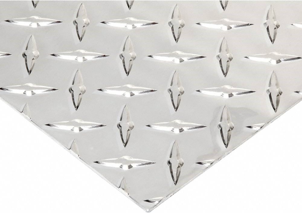 Aluminum Tread Plate: 3003, H22, 24 in Overall Lg, 12 in Overall Wd, 0.063 in Thick, Heat Treatable