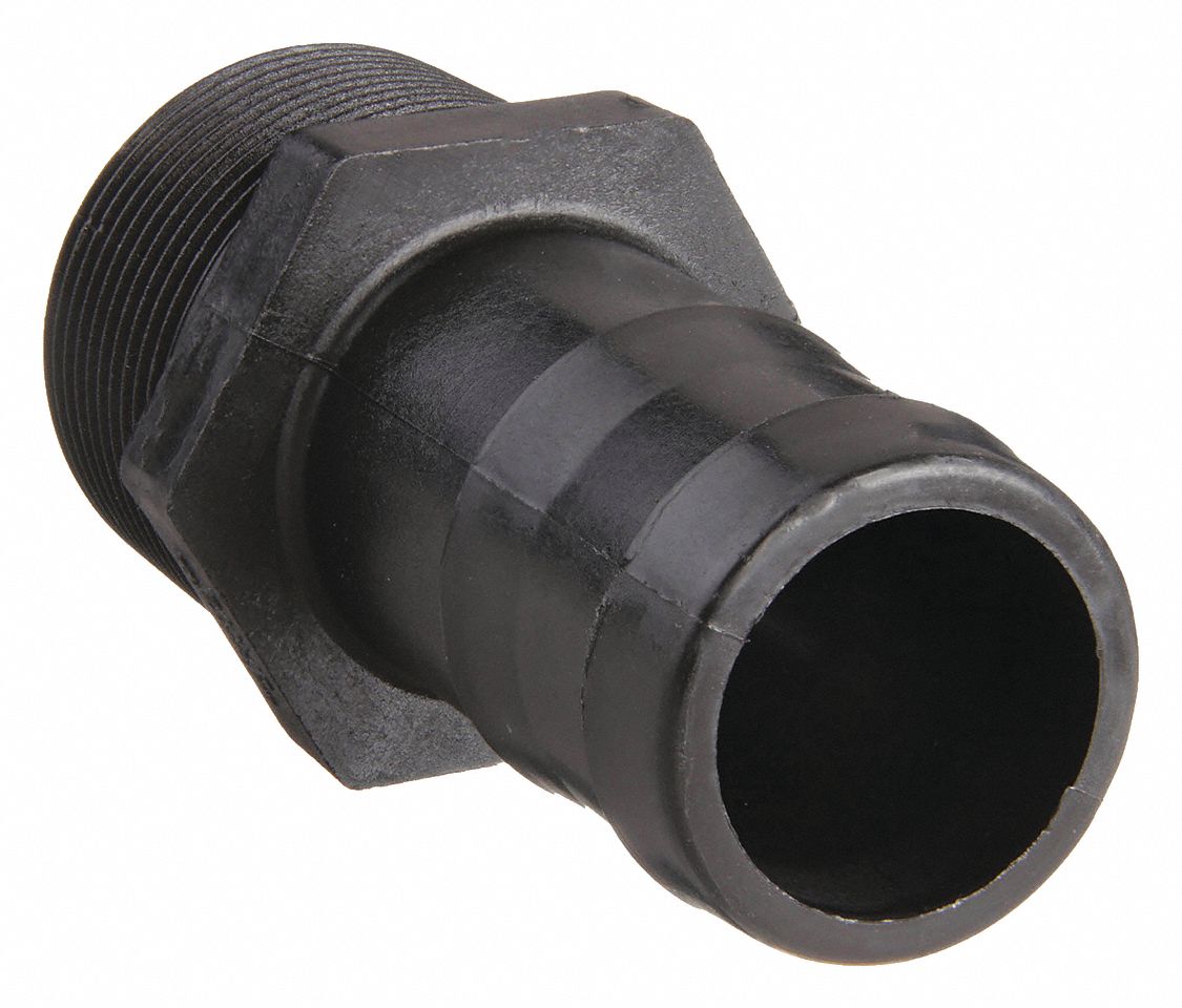 BARBED HOSE FITTING, FOR ⅜ IN HOSE ID, HOSE BARB X NPT, ⅜ X ⅜ IN FITTING, HEX