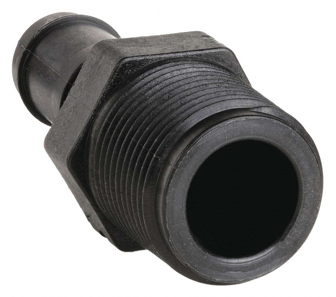 BARBED HOSE FITTING, FOR ⅝ IN HOSE ID, HOSE BARB X NPT, ¾ X ⅝ IN FITTING, HEX