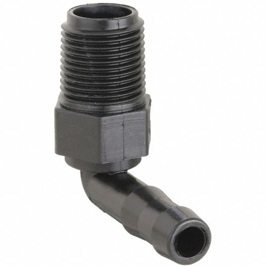 BANJO Barbed Hose Fitting: For 1/2 in Hose I.D., Hose Barb x NPT, 1/2 in x  1/2 in Fitting Size, Hex