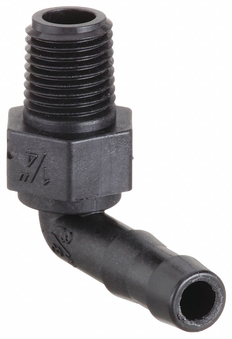 COUDE,90 DEG,3/8 X 1/4 PO,POLYPROPYLENE