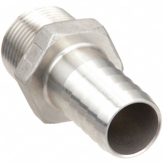 APPROVED VENDOR Barbed Hose Fitting: For 3/4 in Hose I.D., Hose Barb x NPT,  Male x Male, Hex