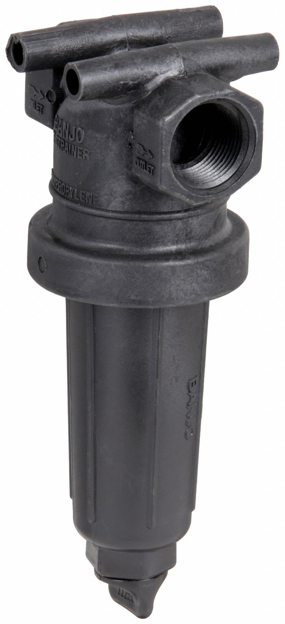 INLINE STRAINER: POLYPROPYLENE, ¾ IN, NPT, 28 MESH, 300 PSI, 8 31/32 IN H, 3 7/8 IN L