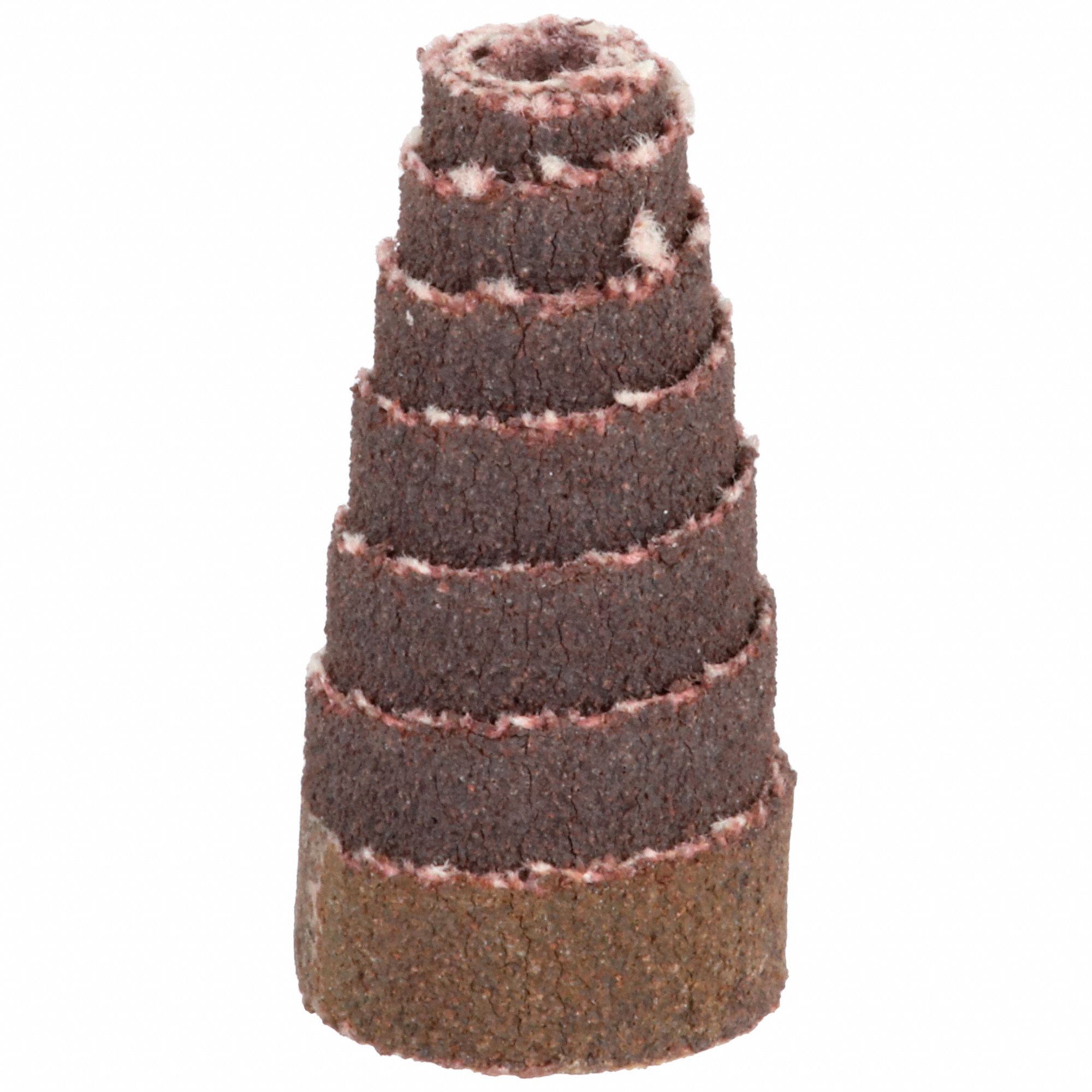 Cartridge Roll: Tapered, 1/2 in Dia x 1 in L, 1/8 in Pilot, Aluminum Oxide, 120 Grit, R228