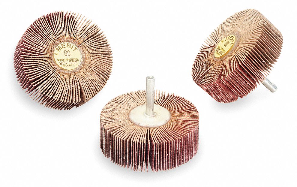 MERIT Coated, Straight, Mounted Flap Wheel, Aluminum Oxide, 3 in