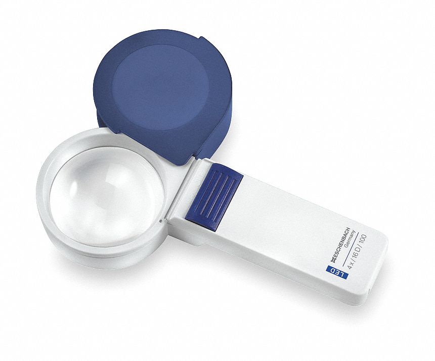 Handheld LED Magnifier, Power 4x, Focal Distance 2.5 in, Diopter 16 ...