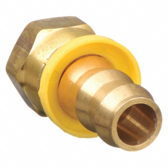 Push-On Hose Fitting: JIC x Hose Barb, 1/4 in x 1/4 in Fitting Size, Female  x Male, Swivel, Straight