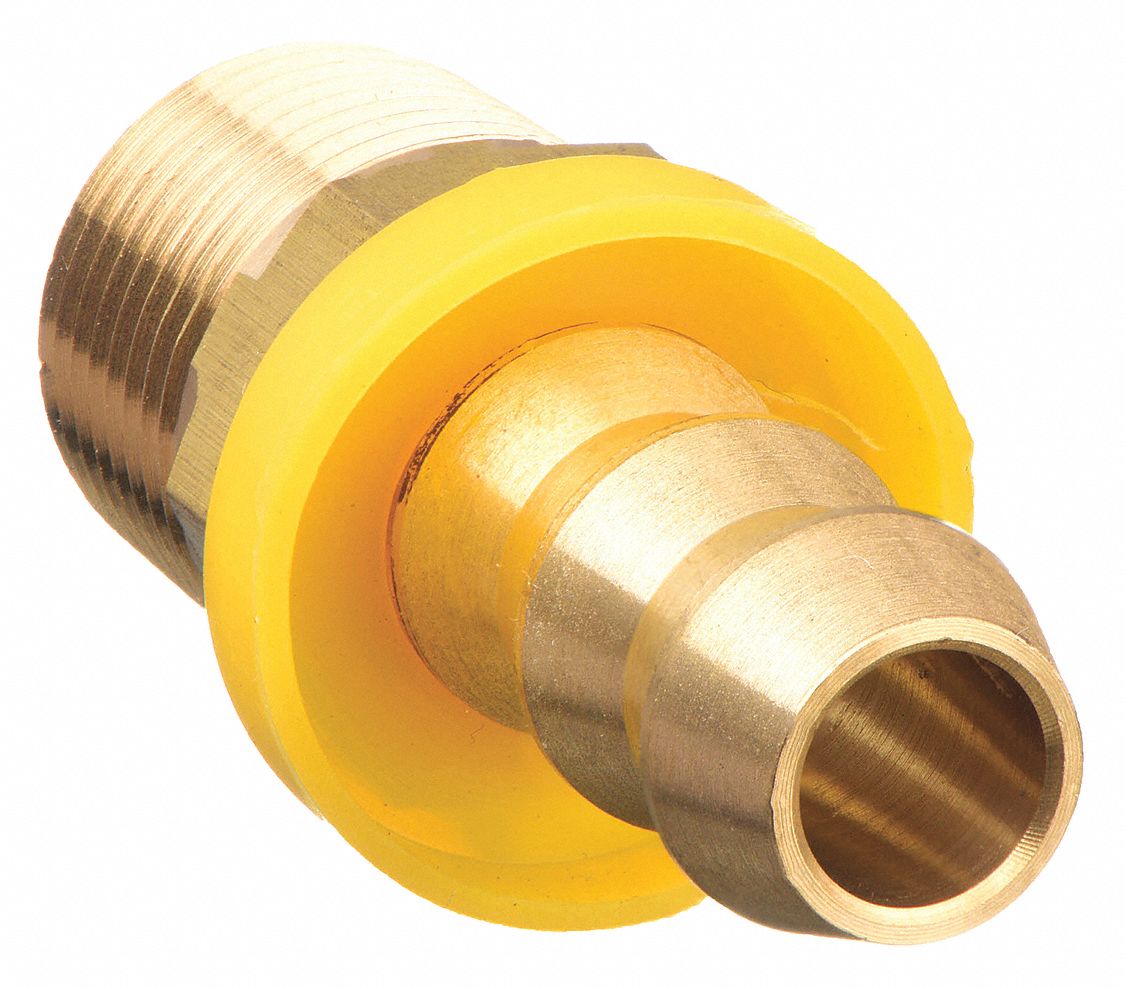 PUSH-ON HOSE FITTING, HOSE BARB X NPT, ⅜ X ⅜ IN FITTING, MALE X MALE, RIGID, STRAIGHT