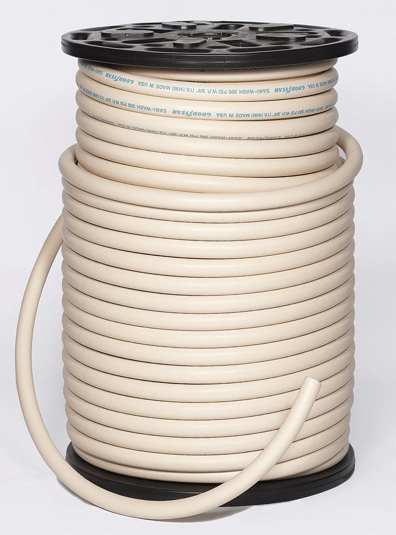 WASHDOWN HOSE: 1 IN HOSE INSIDE DIA., 300 PSI, -40 °  TO 205 ° F, WHITE, 450 FT HOSE LG