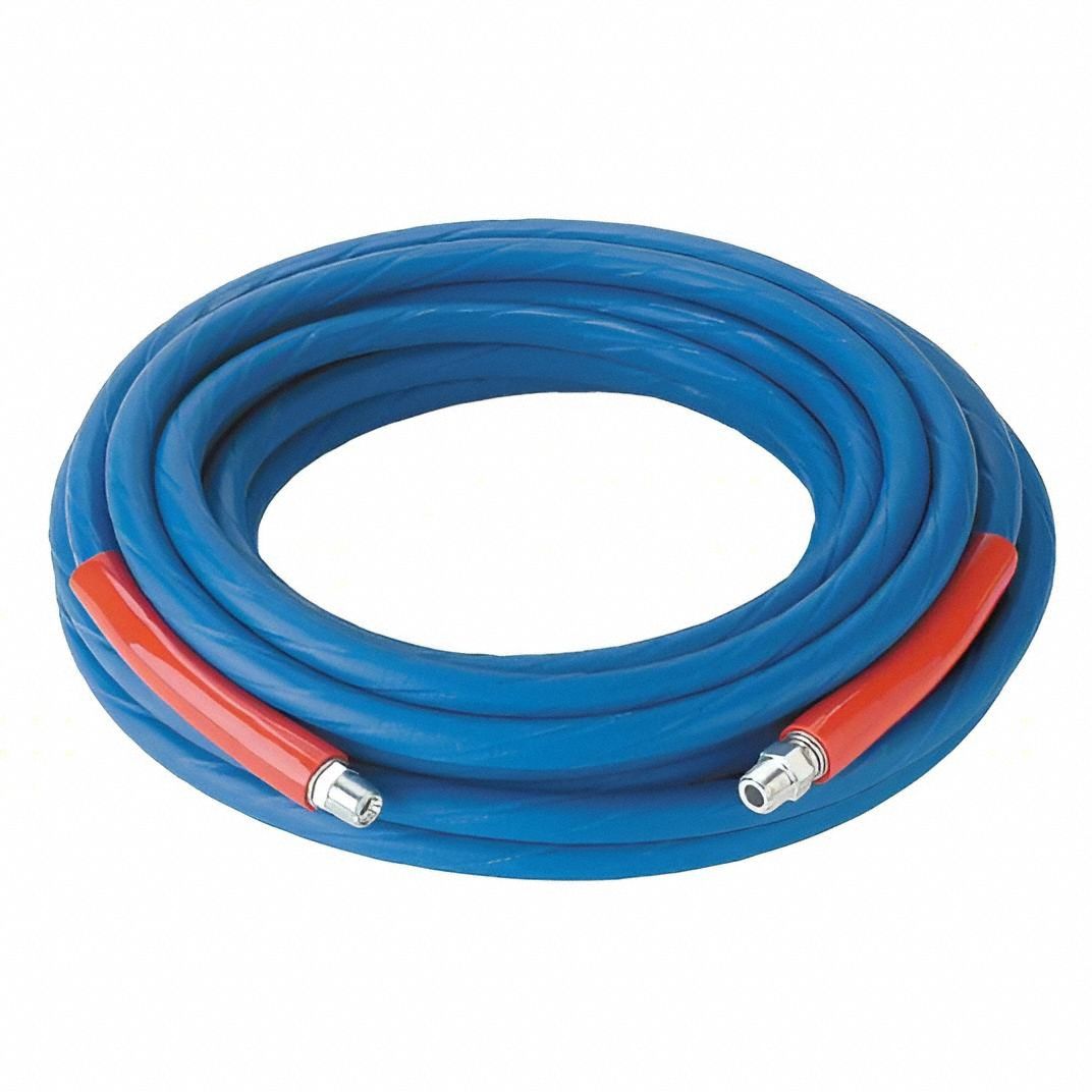 Pressure Washer Hose: 3/8 in ID, 100 ft Lg, Nitrile, Blue, 3/8 in x 3/8 in Fitting Size, 4, 000 psi