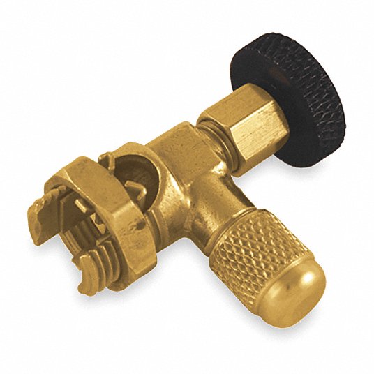 Refrigeration Line Piercing Valve: 3/16 in and 3/8 in OD Connection Size, Brass