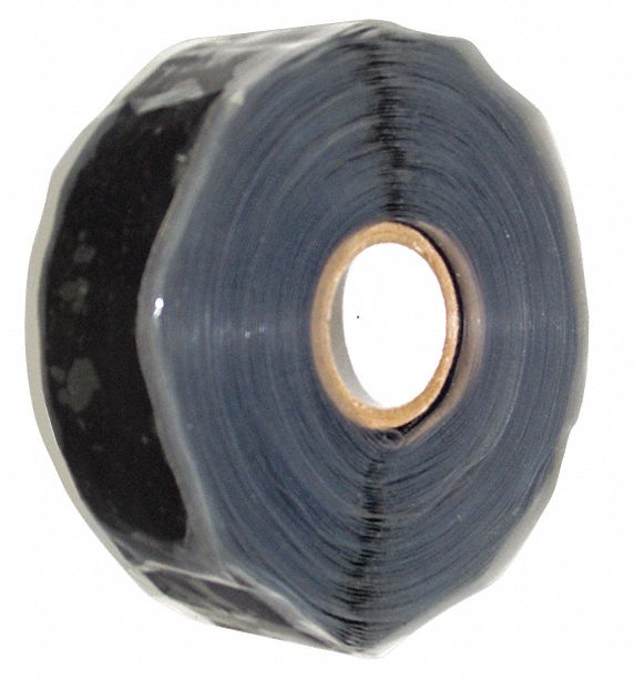 Self-Fusing Tape: Silicone Rubber, 1.141g/cc, 1 in Wd, 432 in Lg, Black