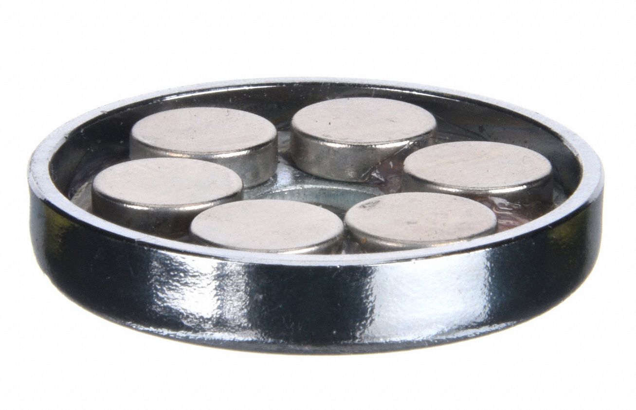 GRAINGER APPROVED Round Base Neodymium, Casing Material Steel
