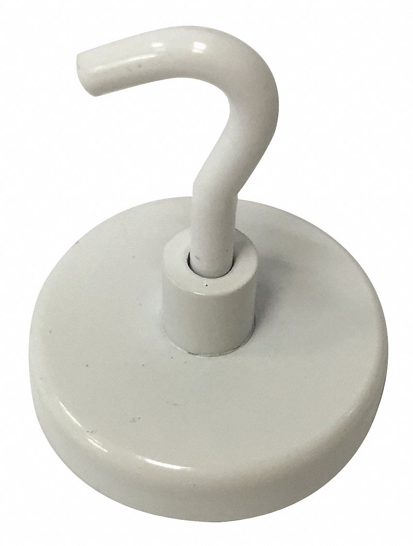 APPROVED VENDOR MAGNETIC HOOK,WHITE,14 LB,1-1/4 DIA. - Hooks